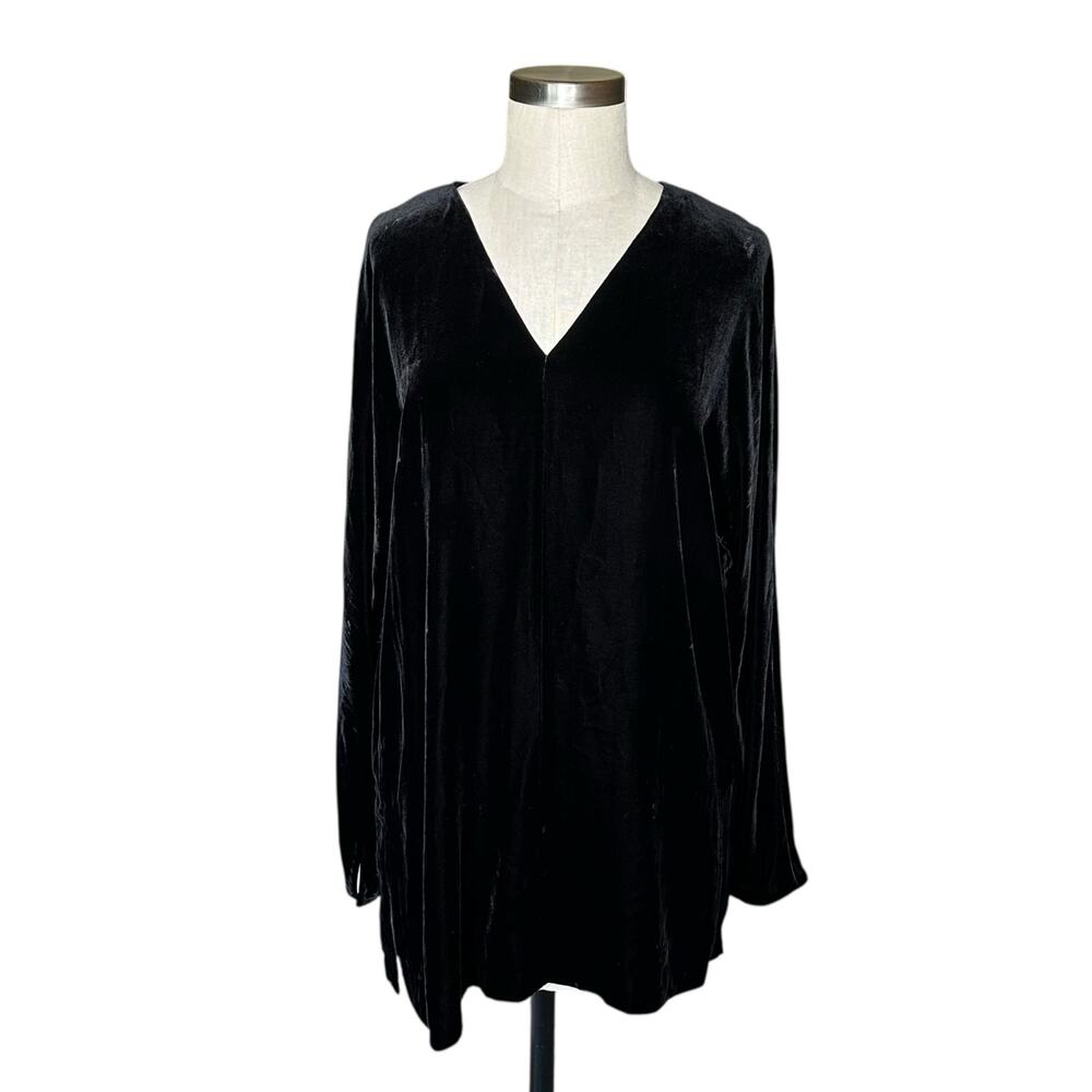 LAFAYETTE 148 Black Velvet Tunic Top Women's Size Medium Classic Lagenlook
